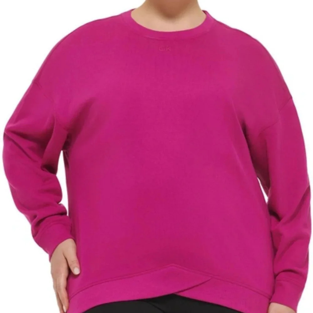 NWT Calvin Klein Performance Pink Terry Cozy Sweatshirt in Size 2X